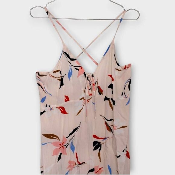 Oneil Womens Maxi Sz Large Peach Crepe Layered Strappy Peach Floral Cottagecore - Picture 3 of 16